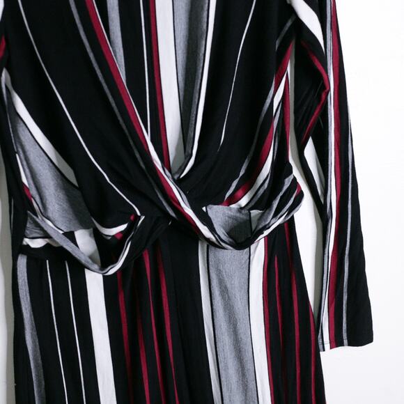 Socialite Verticle Striped Stretchy Midi Knit Dress XL - Picture 6 of 9